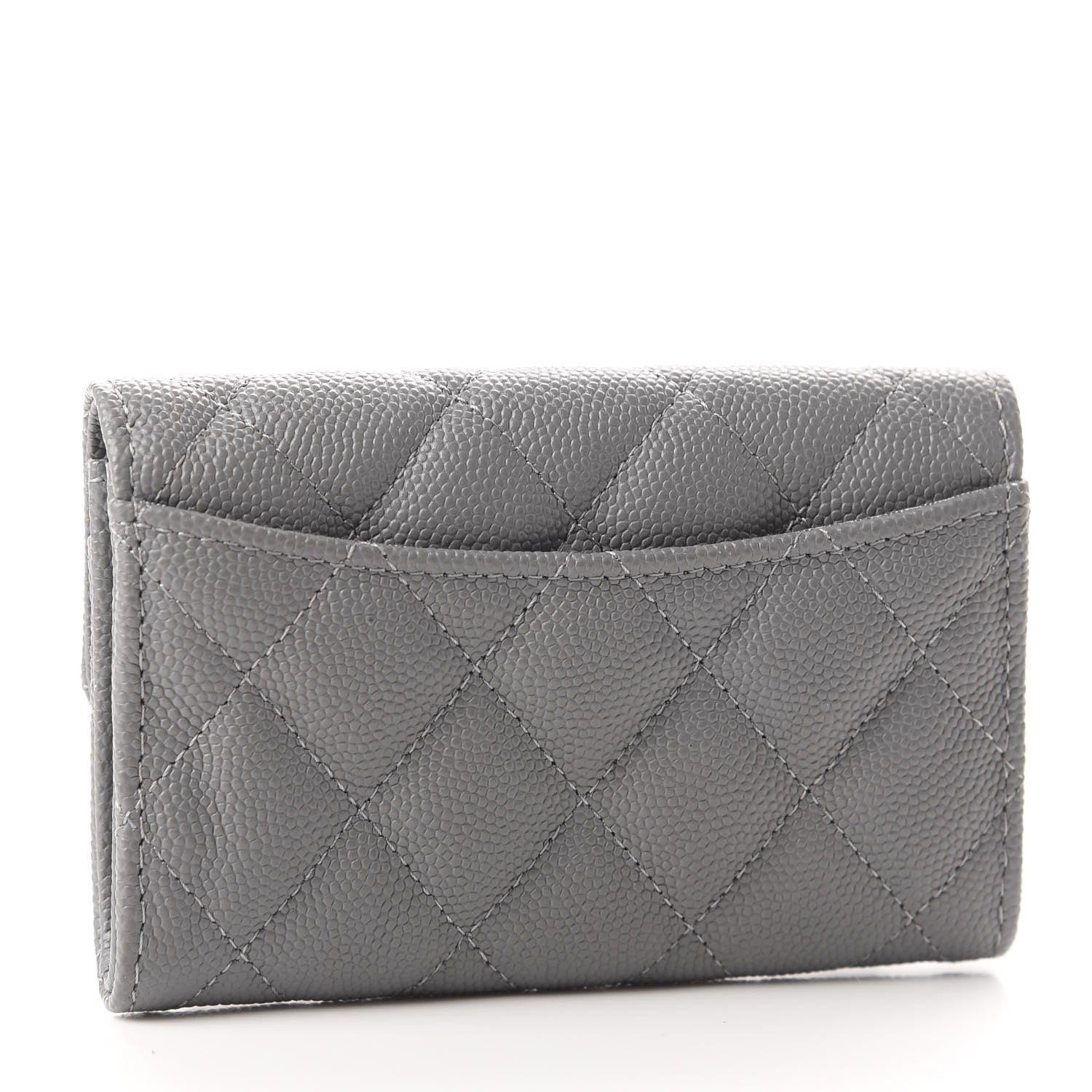 Chanel Caviar Quilted Flap Card Holder Wallet Dark Grey 3 of 9