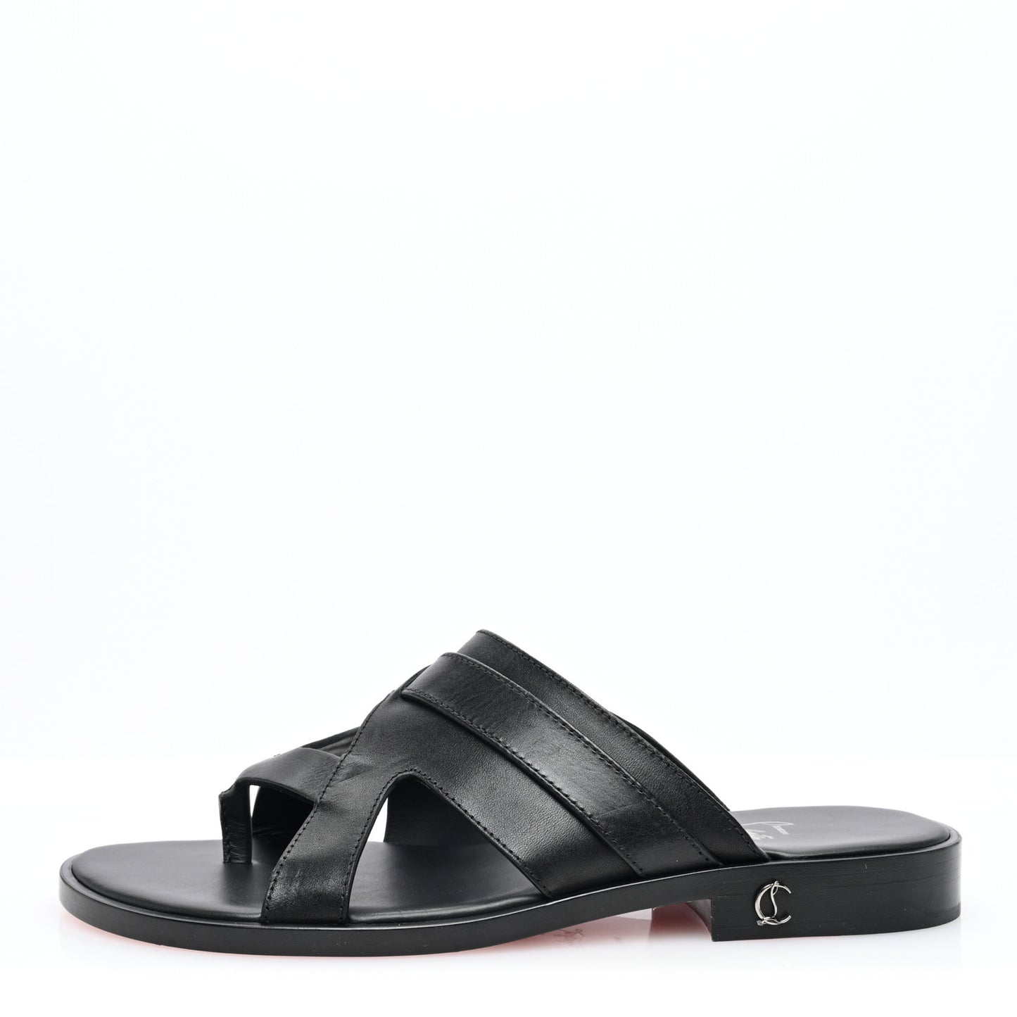 Calf Mens Sinouhe Flat Slide Sandals 41 Black