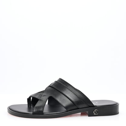 Christian Louboutin Calf Mens Sinouhe Flat Slide Sandals 41 Black 1 of 7