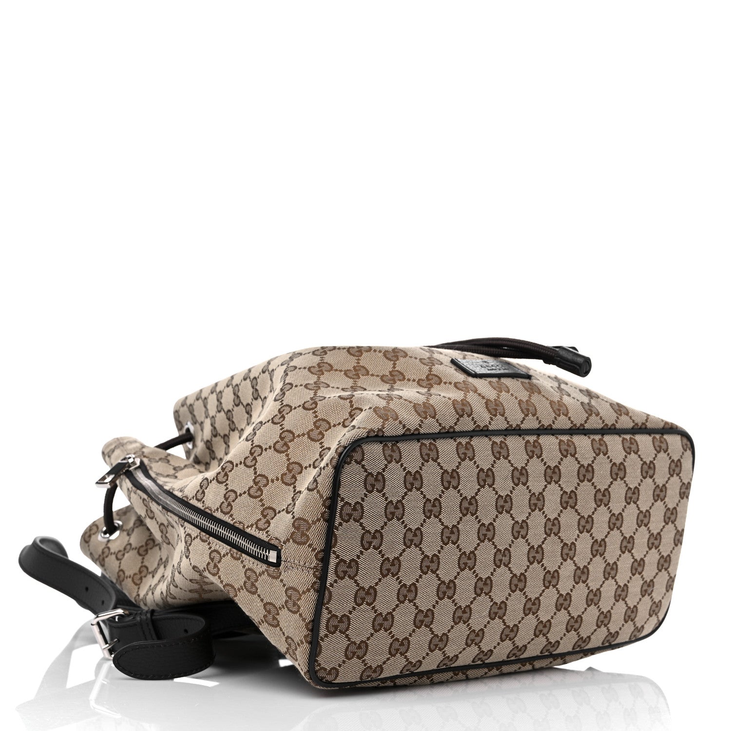 Gucci Monogram Dollar Calfskin O Drawstring Backpack Beige Ebony Testa di Moro Dark Chocolate 4 of 11