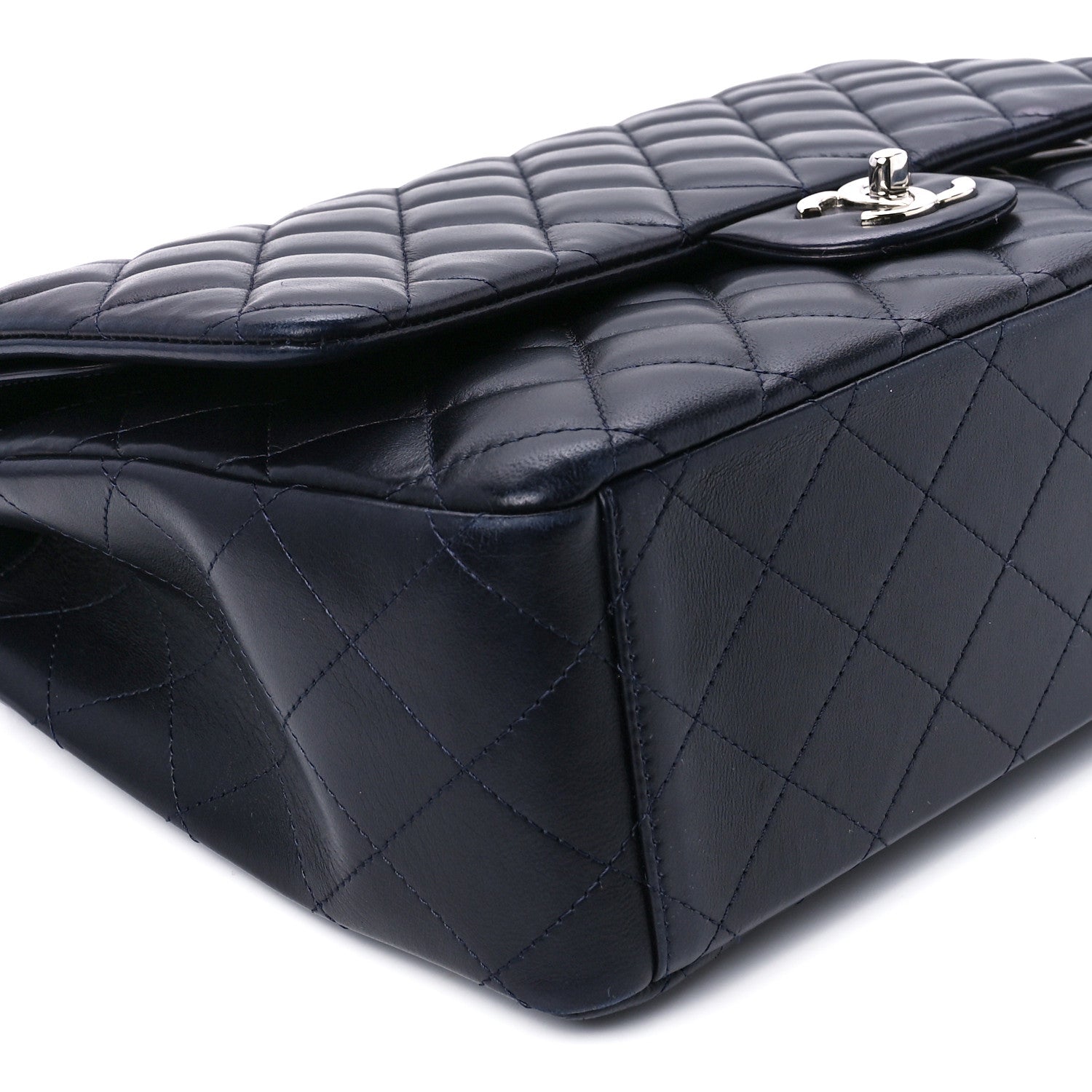 Chanel Lambskin Quilted Maxi Double Flap Dark Blue 11 of 13