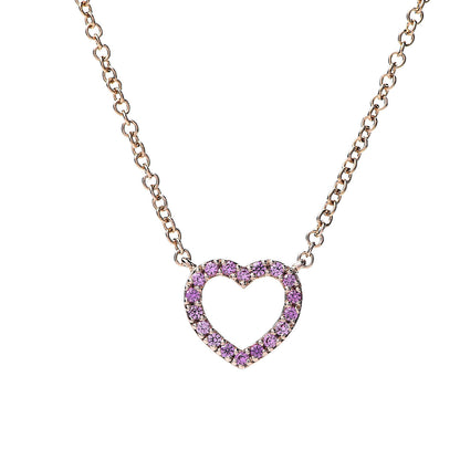 Tiffany 18K Rose Gold Pink Sapphire Metro Heart Pendant Necklace 4 of 6