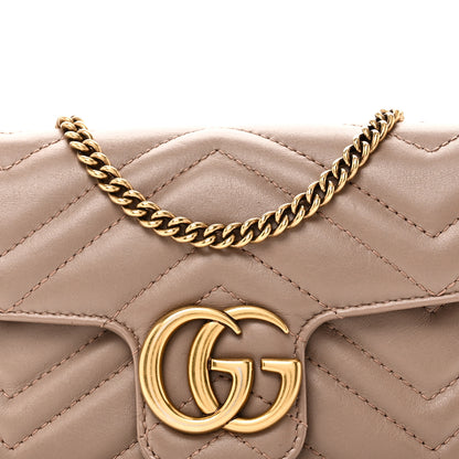 Gucci Calfskin Matelasse Super Mini GG Marmont Shoulder Bag Porcelain Rose 8 of 10