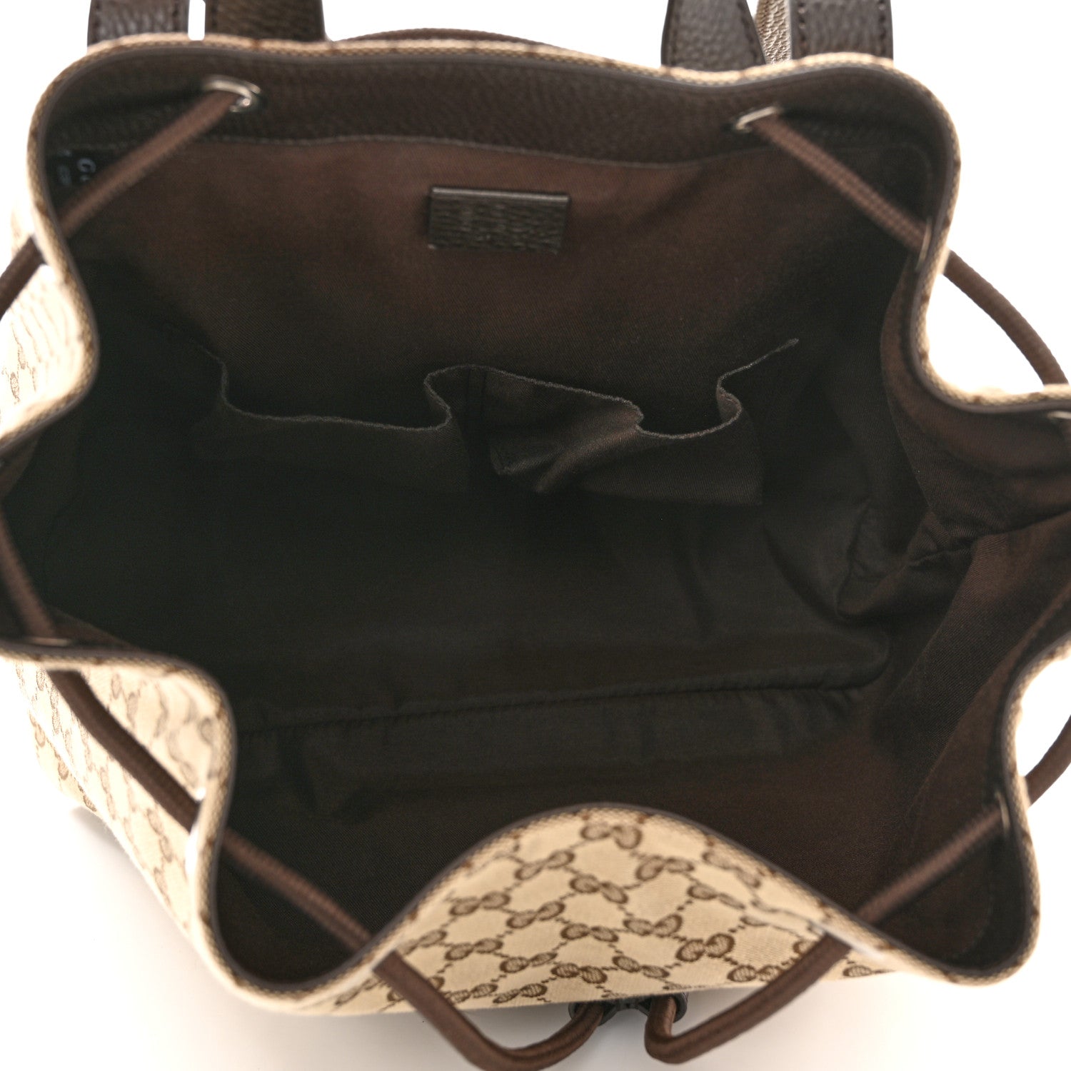 Gucci Monogram Dollar Calfskin O Drawstring Backpack Beige Ebony Testa di Moro Dark Chocolate 5 of 10