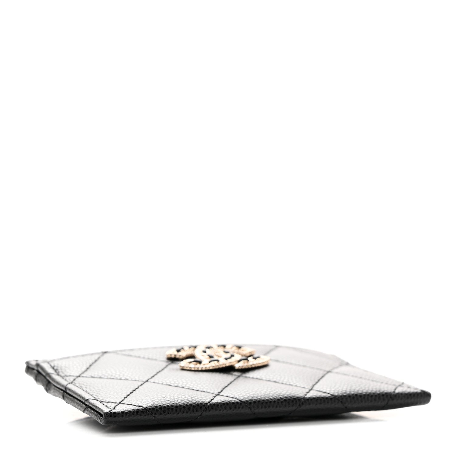Chanel Caviar Quilted Crystal Card Holder Black 4 of 9