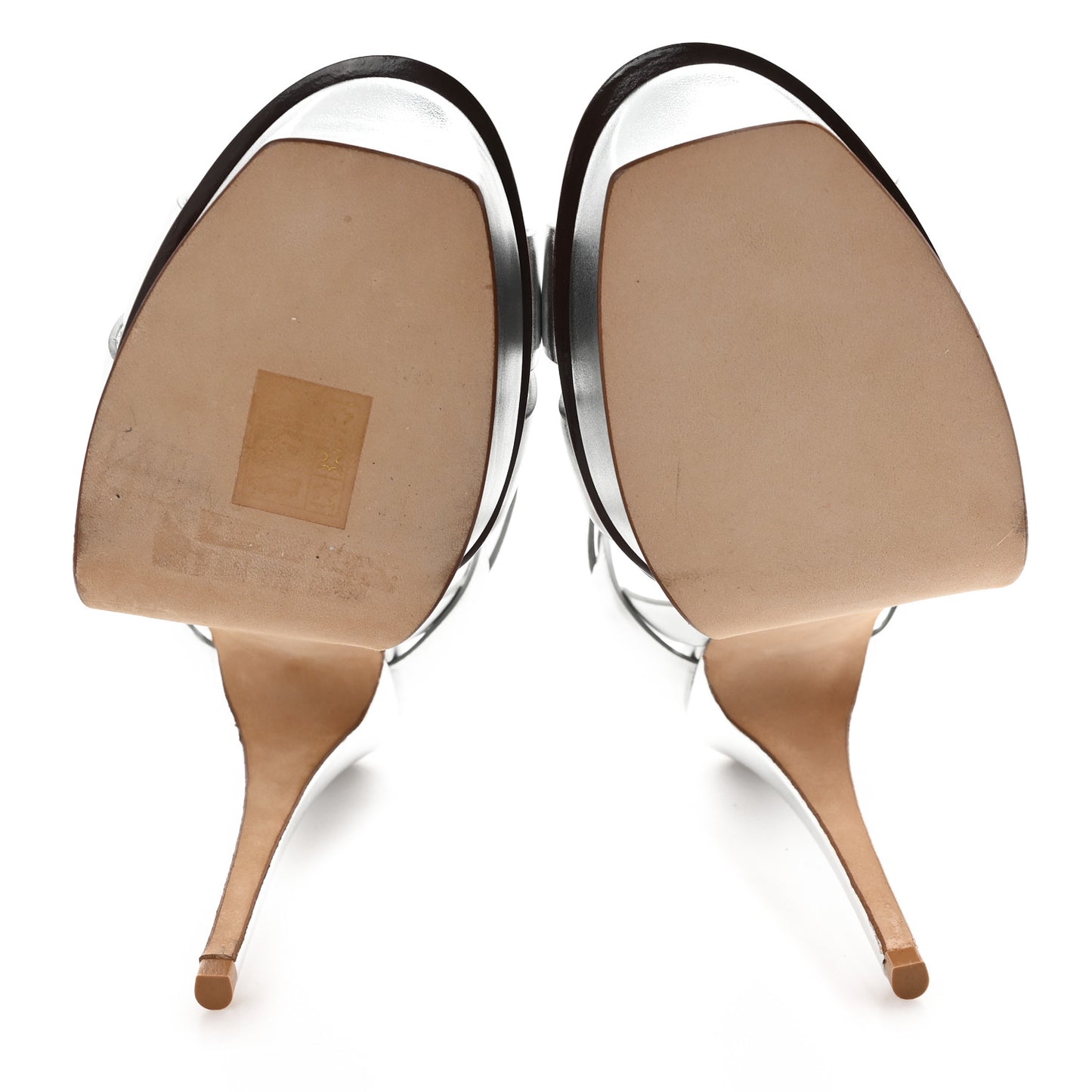 Metallic Calfskin Tribute 105 Platform Sandals 39.5 Silver