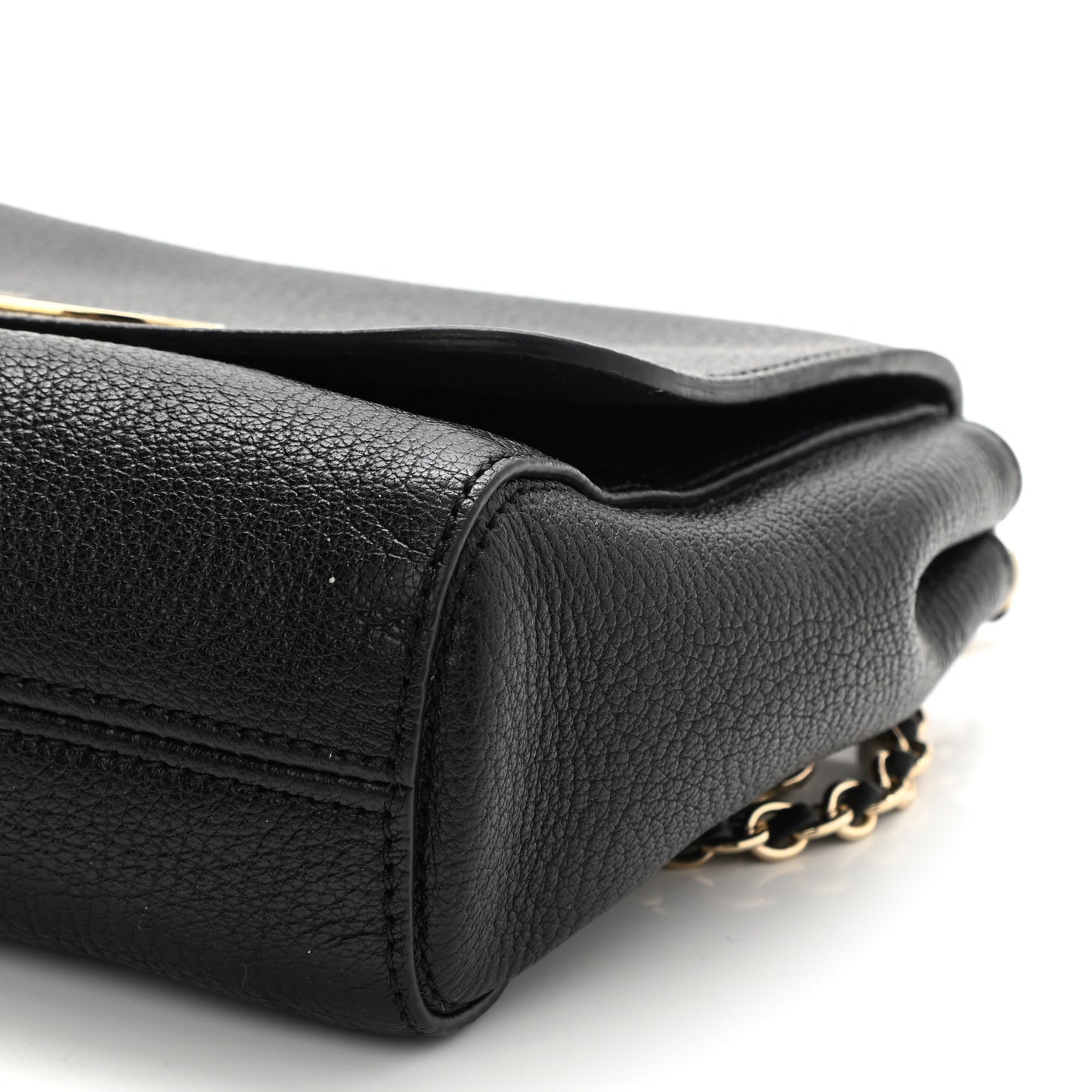 Glossy Goatskin Small Lily Flap Black