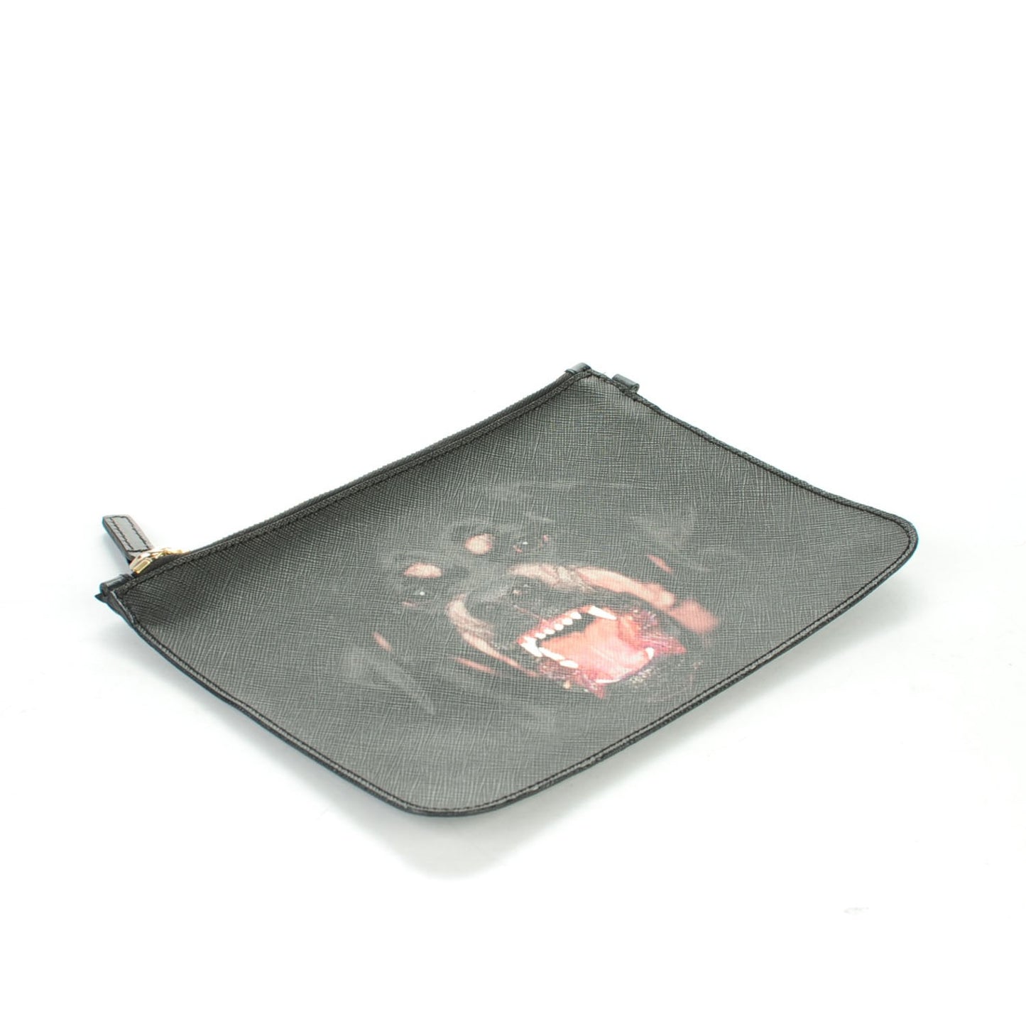 Textured Coated Canvas Rottweiler Print Small Cosmetic Pouch Black