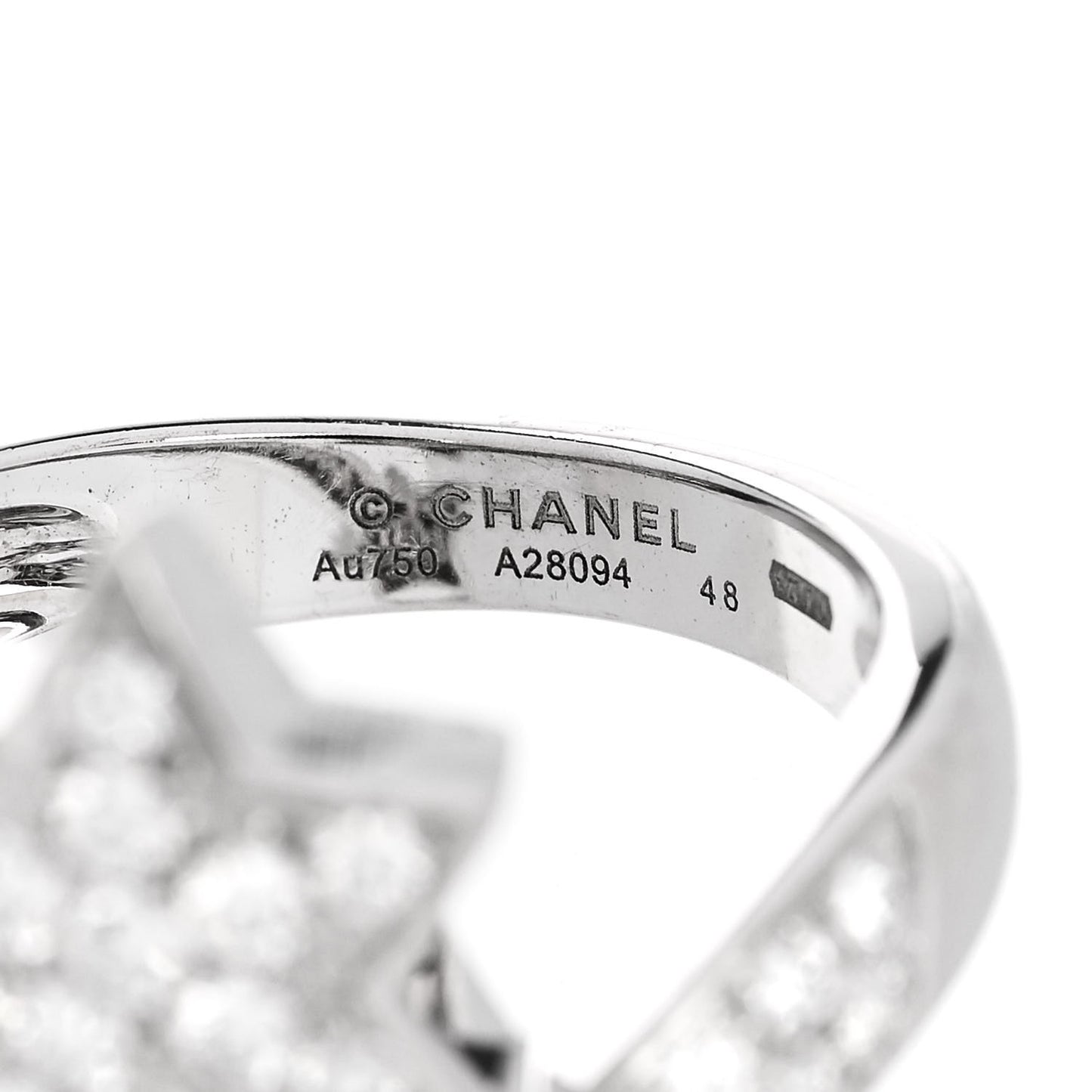 18K White Gold Diamond Comete Geode Ring 48 4.5