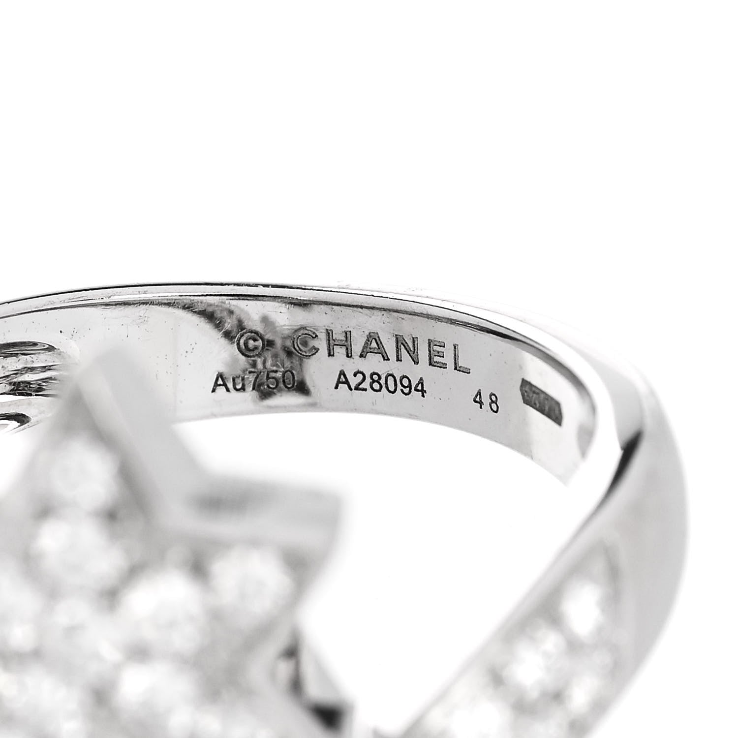 Chanel 18K White Gold Diamond Comete Geode Ring 48 4.5 4 of 5