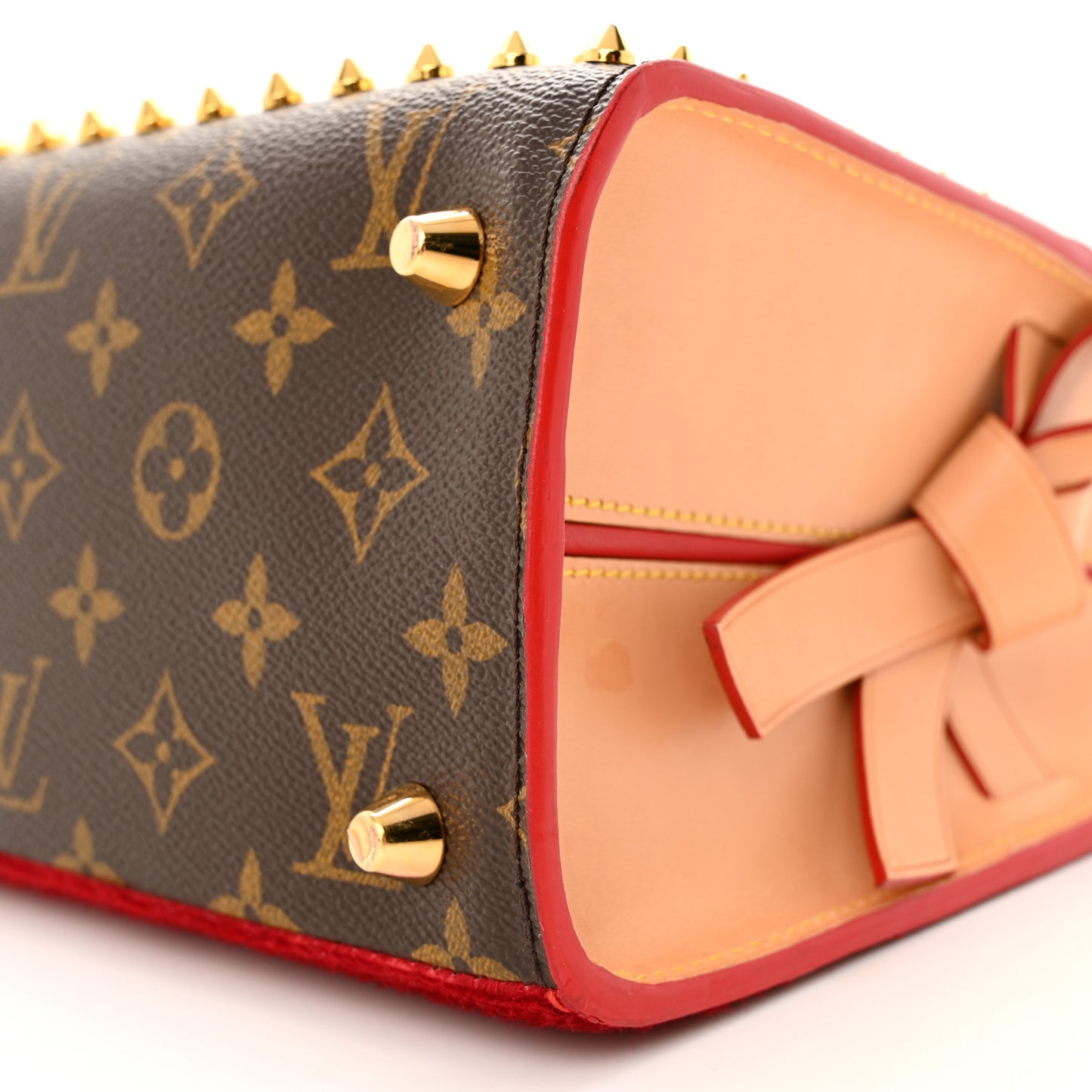 Monogram Calf Hair Spikes Iconoclasts Christian Louboutin Tote Red