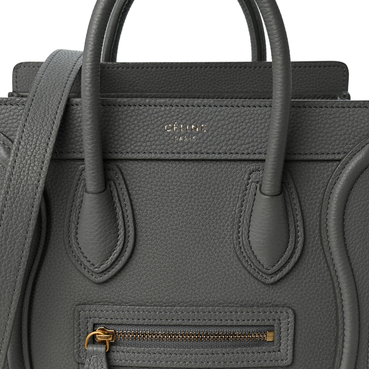 Drummed Calfskin Nano Luggage Kohl