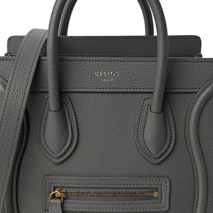 Celine Drummed Calfskin Nano Luggage Kohl 8 of 10