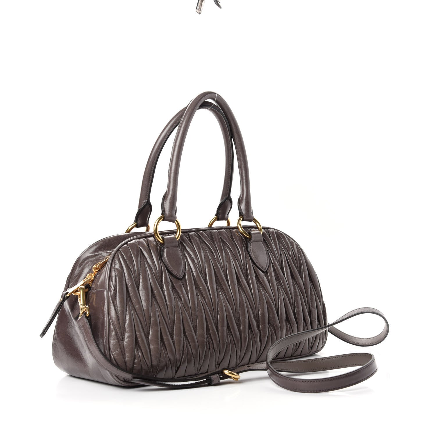 Miu Miu Nappa Matelasse Lux Top Handle Bowler Fumo 3 of 9