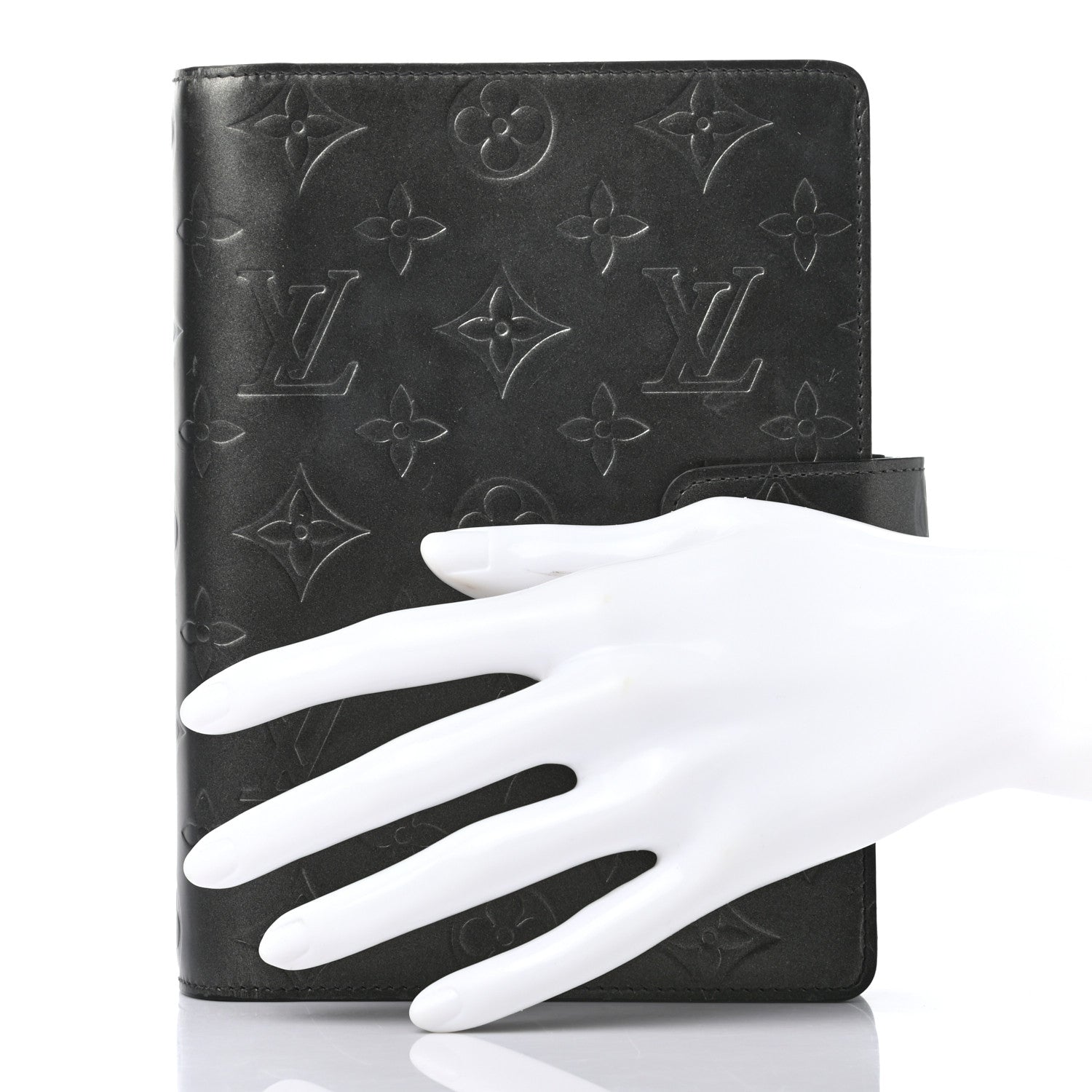 Louis Vuitton Mat Monogram Medium Ring Agenda Cover Black 2 of 10