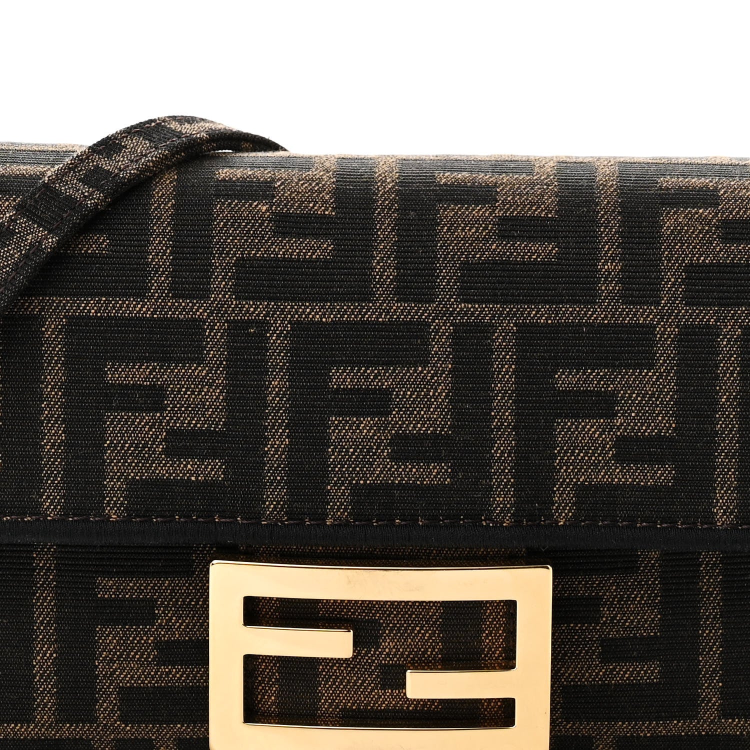 Fendi Fabric Jacquard FF 1974 Mini Baguette Tobacco Moro Black 9 of 12