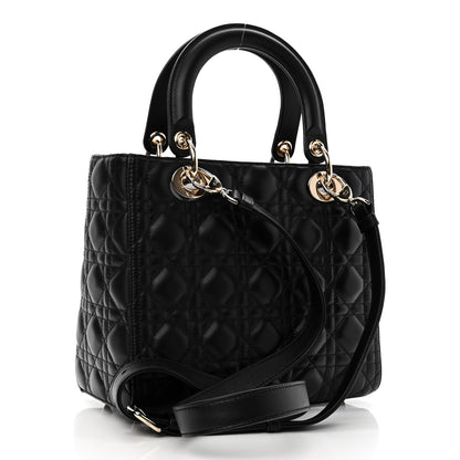Christian Dior Lambskin Cannage Medium Lady Dior Black 3 of 10