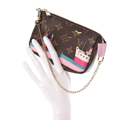 Louis Vuitton Monogram 2016 Christmas Animation Mini Pochette Accessories Rose Ballerine 2 of 8