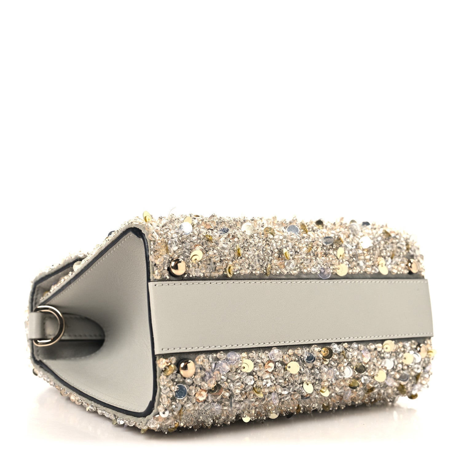 Valentino Garavani Sequin Crystal Embroidered Mini Vsling Top Handle Bag Silver Opal Grey 4 of 9