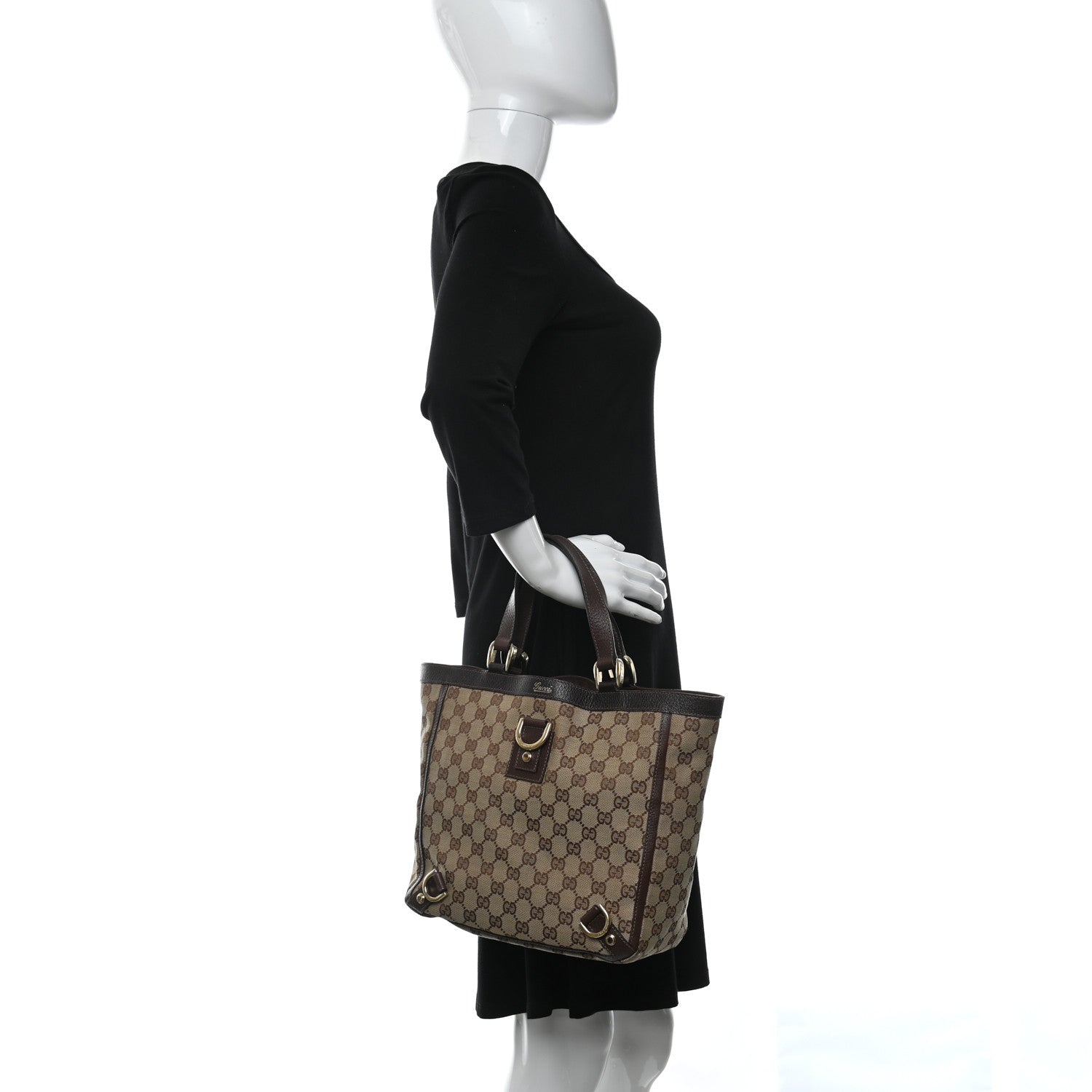 Gucci Monogram Small Gold D Ring Tote Brown 2 of 9