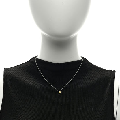 Tiffany Platinum 18K Yellow Gold Diamond Fancy Yellow Diamond .20ct Soleste Cushion Cut Halo Pendant Necklace 2 of 4