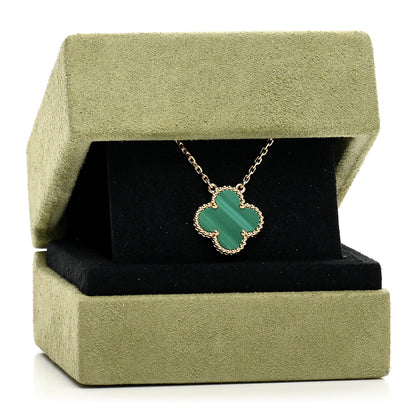 Van Cleef & Arpels 18K Yellow Gold Malachite Vintage Alhambra Pendant Necklace 5 of 5