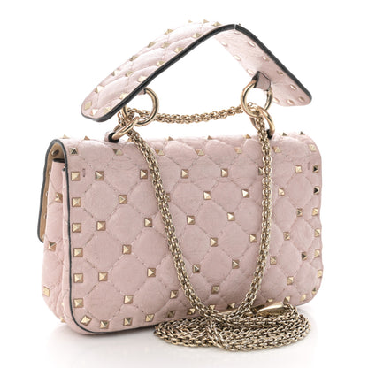 Valentino Garavani Craquele Nappa Small Rockstud Spike Shoulder Bag Water Rose 2 of 12