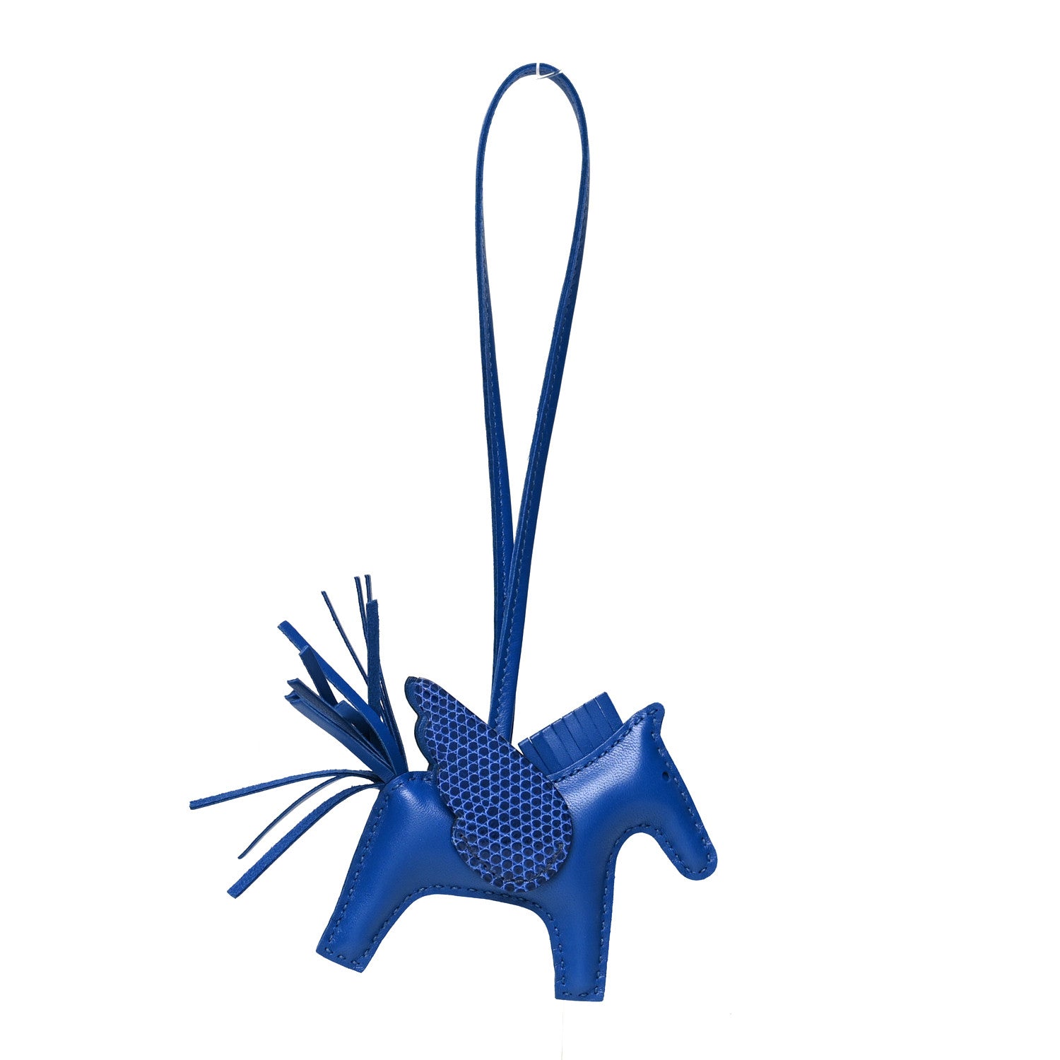 Hermes Milo Lambskin Lizard Touch Grigri Rodeo Pegase Horse Bag Charm PM Bleu France 1 of 4
