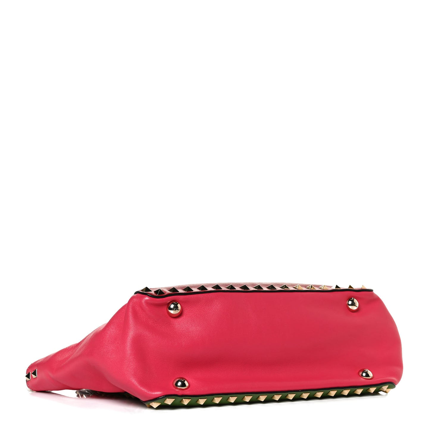 Vitello Colorblock Small Rockstud Tote Deep Rose Clover Grey Scarlet