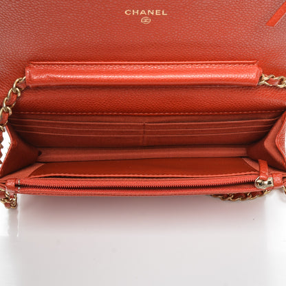 Chanel Caviar Quilted Wallet On Chain WOC Orange 5 of 8