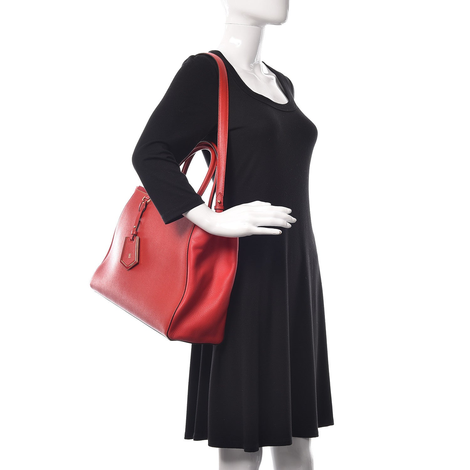 Fendi Vitello Elite Flamingo Regular 2Jours Tote Rosso Fiamma 3 of 19