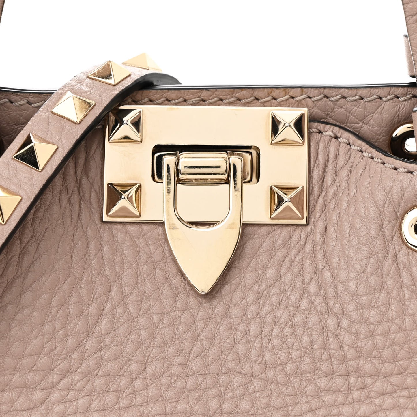 Pebbled Calfskin Mini Rockstud Tote Poudre