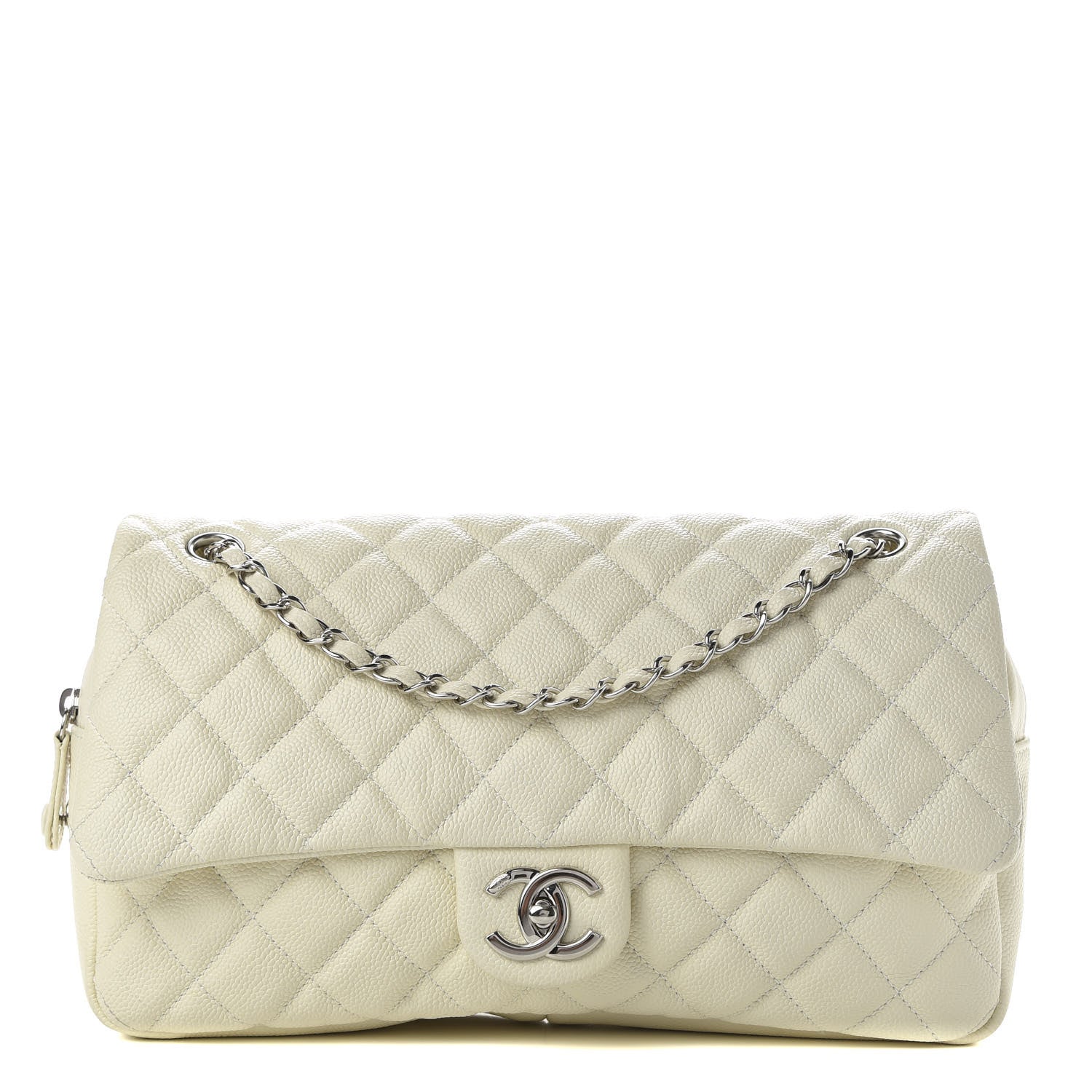 Chanel Caviar Quilted Jumbo Easy Flap Dark White 1 of 16