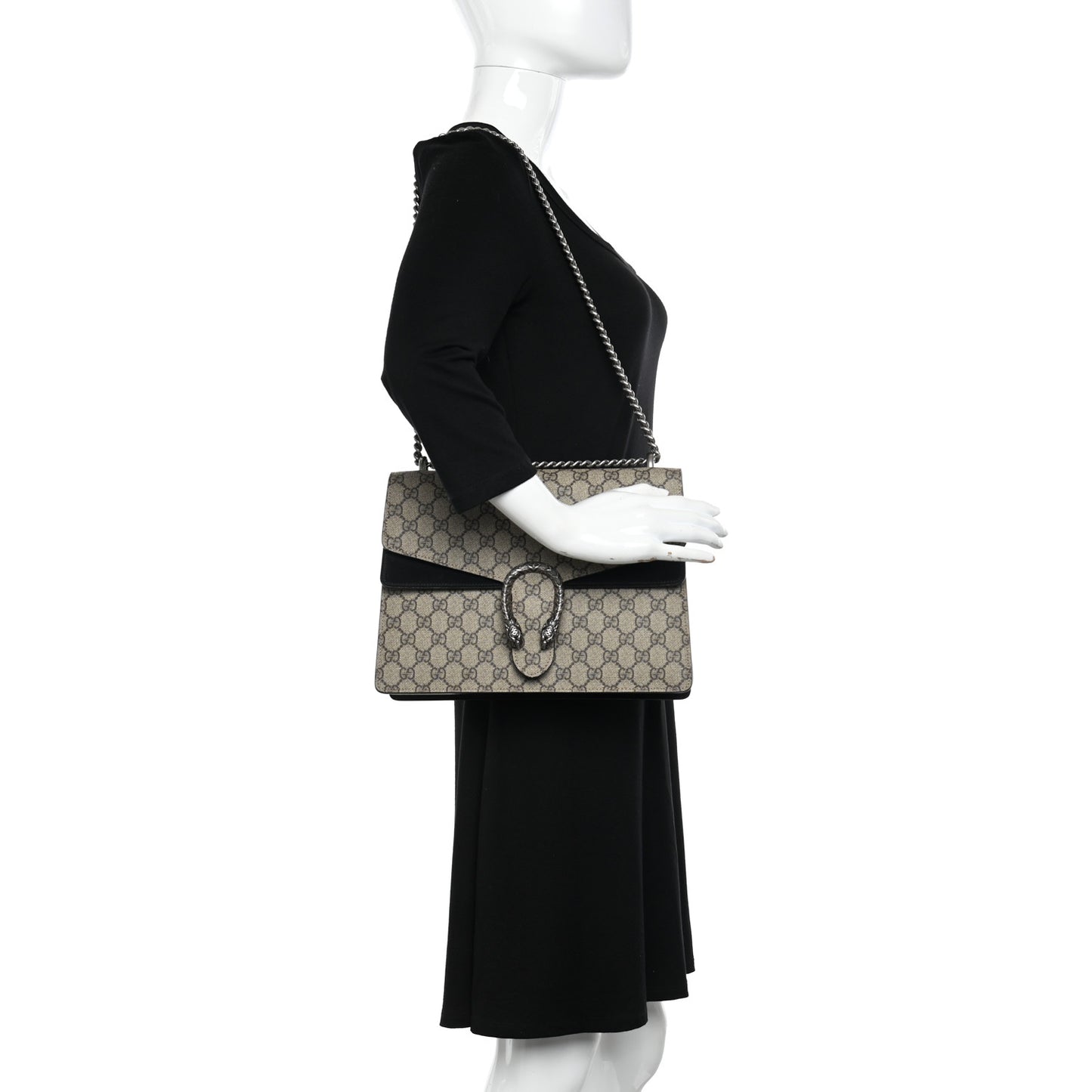 GG Supreme Monogram Medium Dionysus Shoulder Bag Black