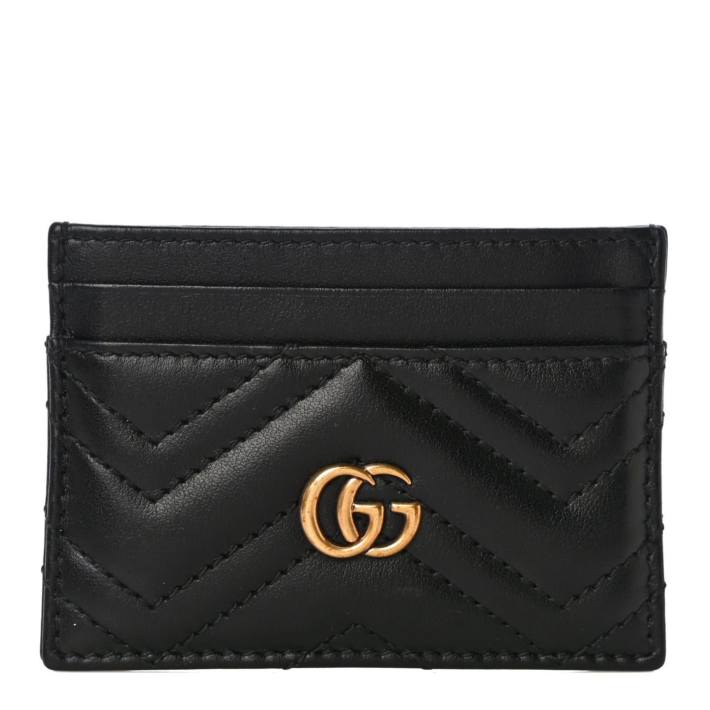 Calfskin Matelasse GG Marmont Card Holder Black