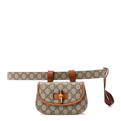 Gucci GG Supreme Monogram Web Bamboo Mini 1947 Belt Bag 95 38 Beige 1 of 11