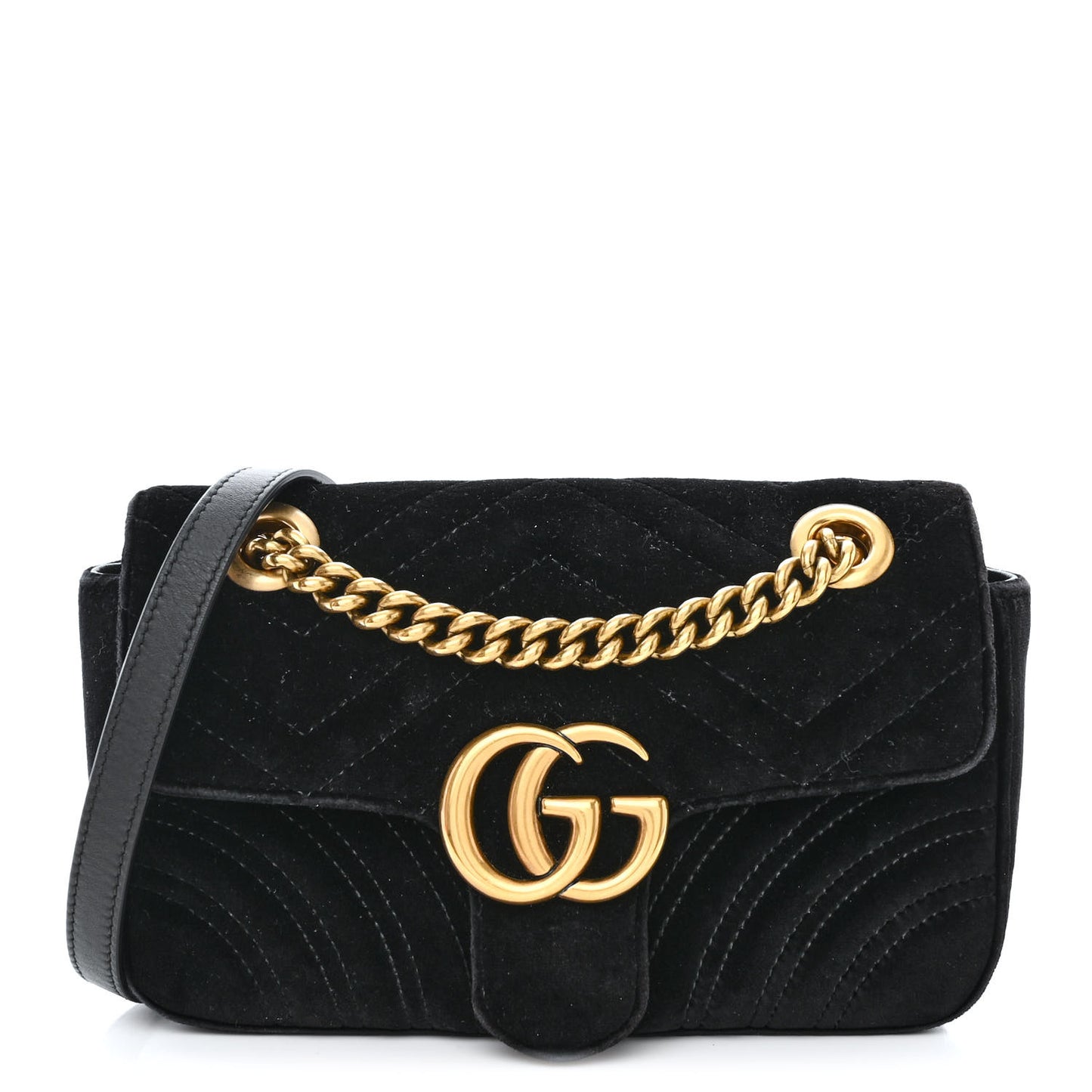 Velvet Matelasse Mini GG Marmont Shoulder Bag Black