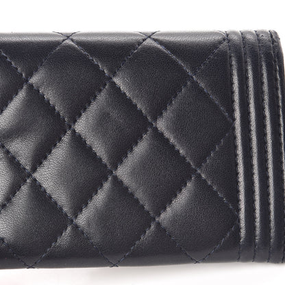 Chanel Lambskin Quilted Boy Card Holder Wallet Navy 9 of 12