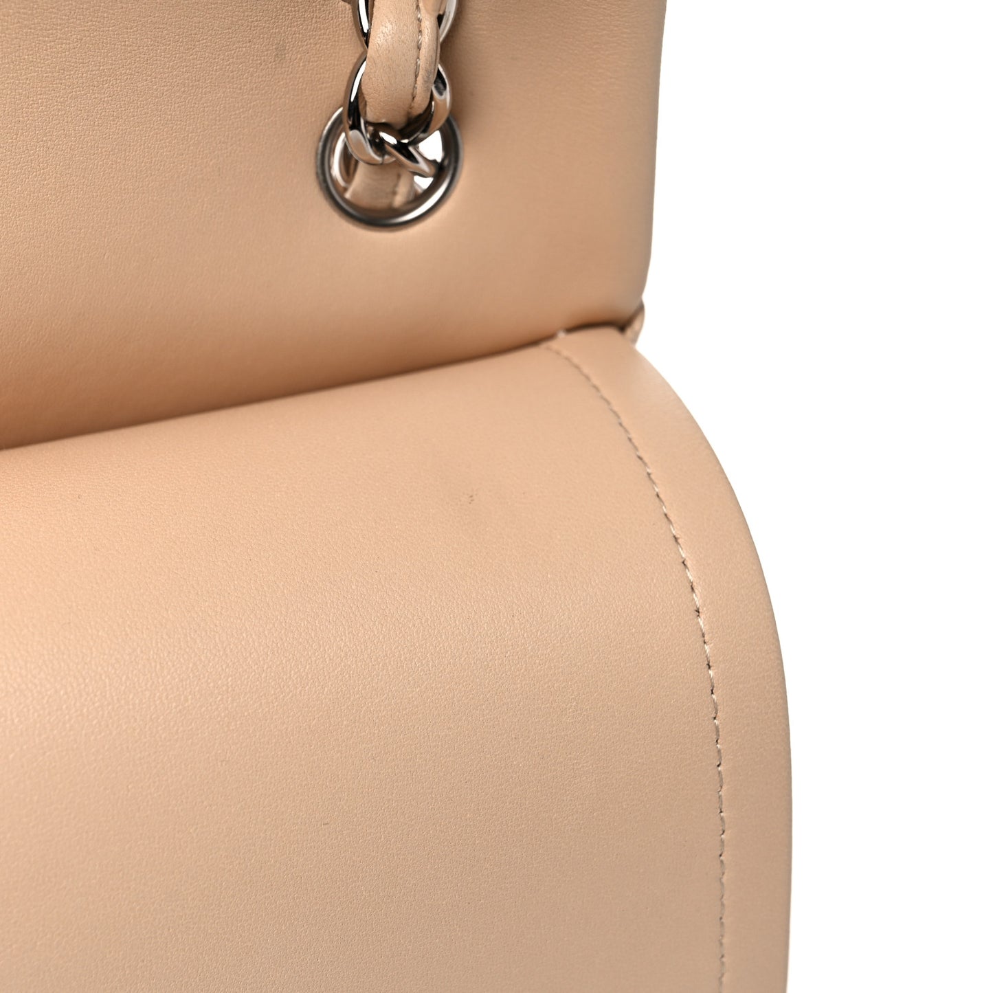 Lambskin Quilted Jumbo Double Flap Beige