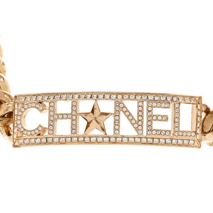 Chanel Crystal Chain Short Logo Necklace Gold 3 of 5