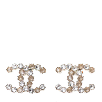 Chanel Crystal Poured Glass CC Earrings Gold Brown 1 of 4
