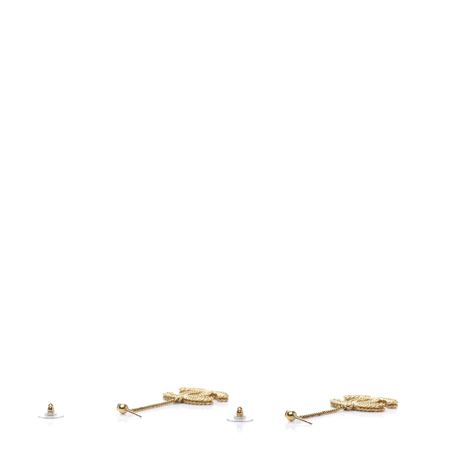 Chanel CC Drop Earrings Matte Gold 3 of 5