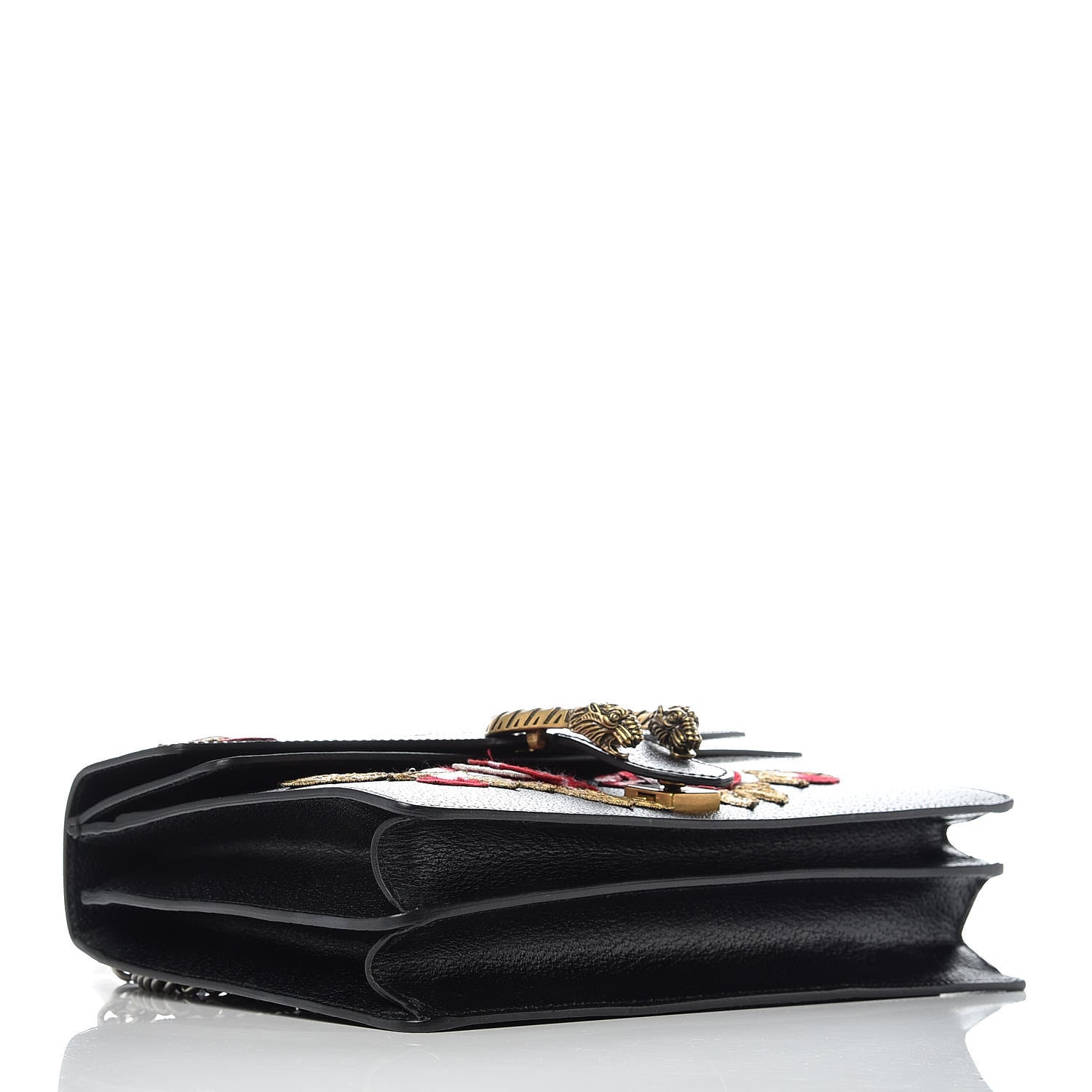 Gucci Calfskin Web Floral Embroidered Medium Dionysus Shoulder Bag Black 4 of 10