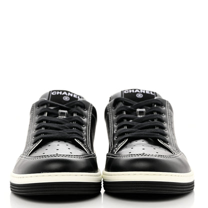 Chanel Calfskin Womens Logo Sneakers 40 Black White 2 of 10