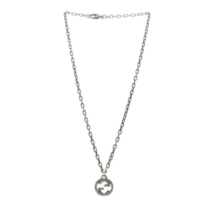 Gucci Sterling Silver Small Textured Interlocking G Pendant Necklace 3 of 9