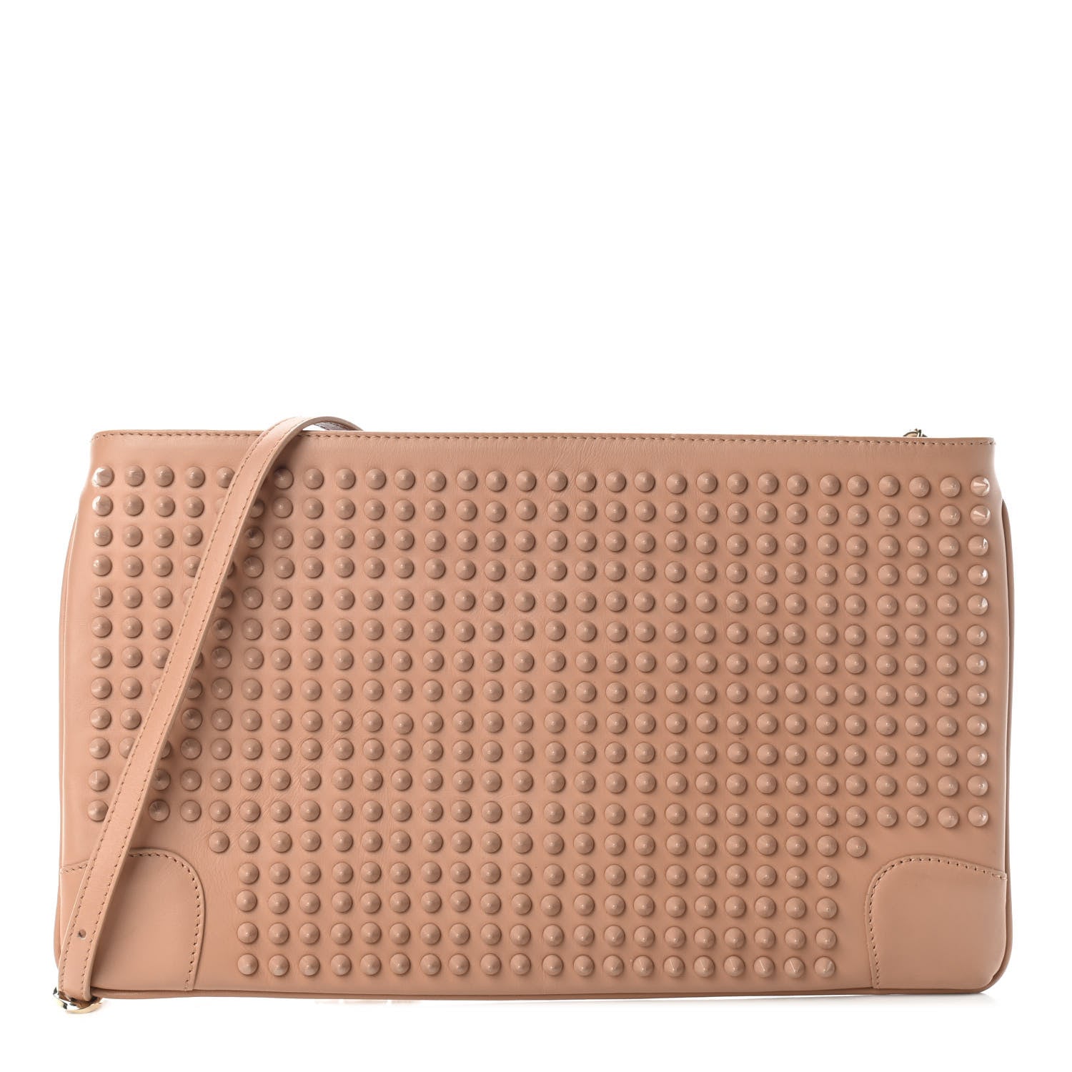 Christian Louboutin Calfskin Studded Loubiposh Chain Clutch Nude 1 of 9