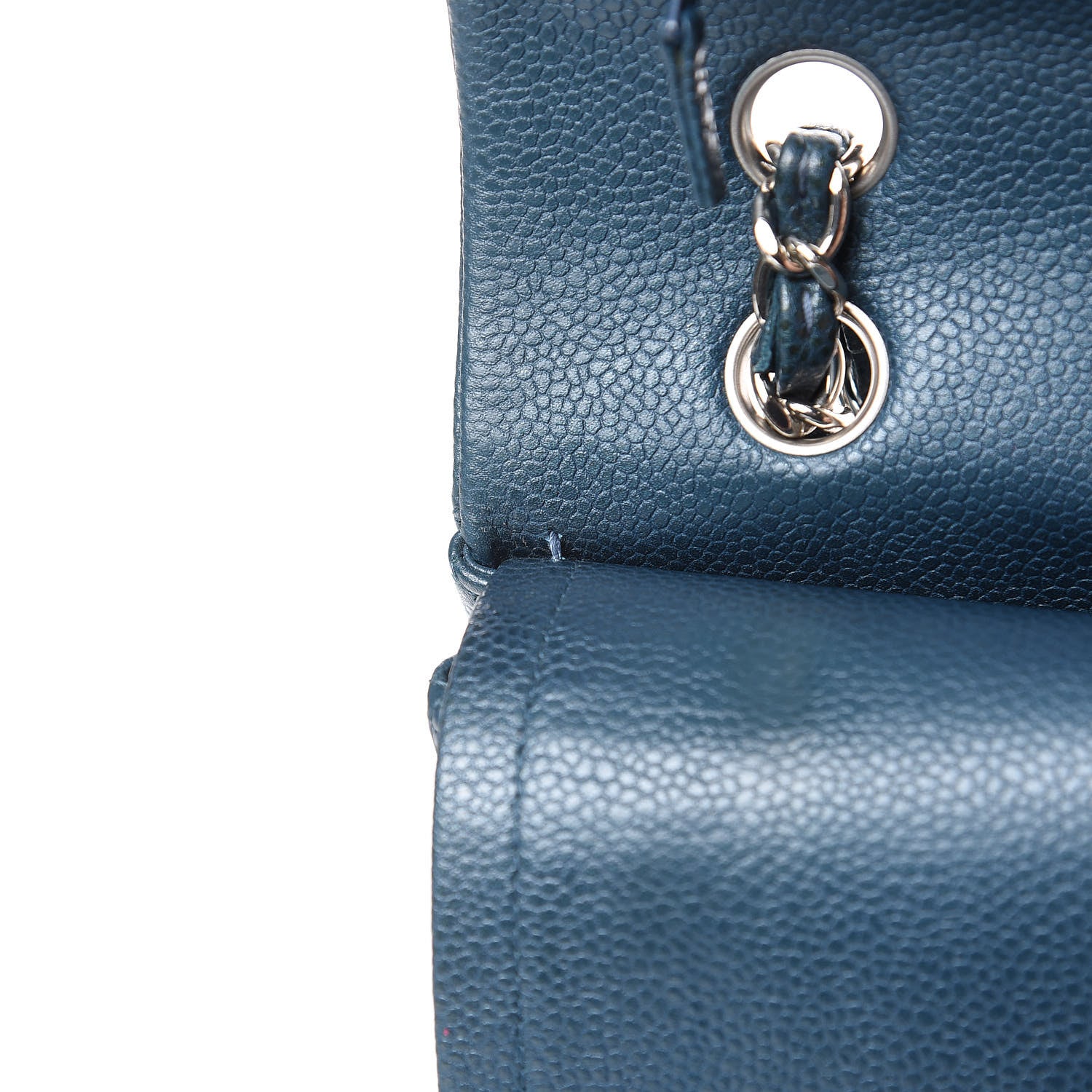 Chanel Caviar Quilted Medium Double Flap Dark Turquoise 12 of 13