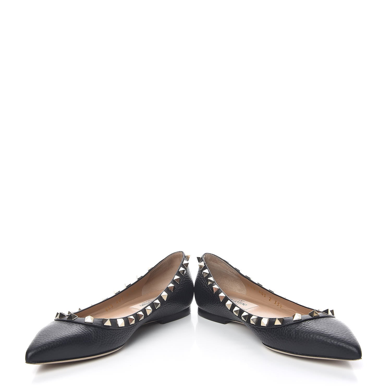 Valentino Garavani Pebbled Calfskin Rockstud Ballerina Flats 35.5 Black 6 of 18