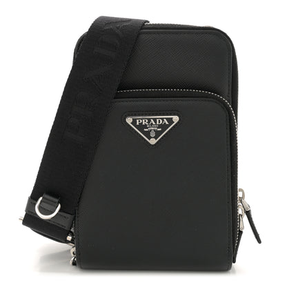 Prada Saffiano Phone Crossbody Pouch Black 1 of 13