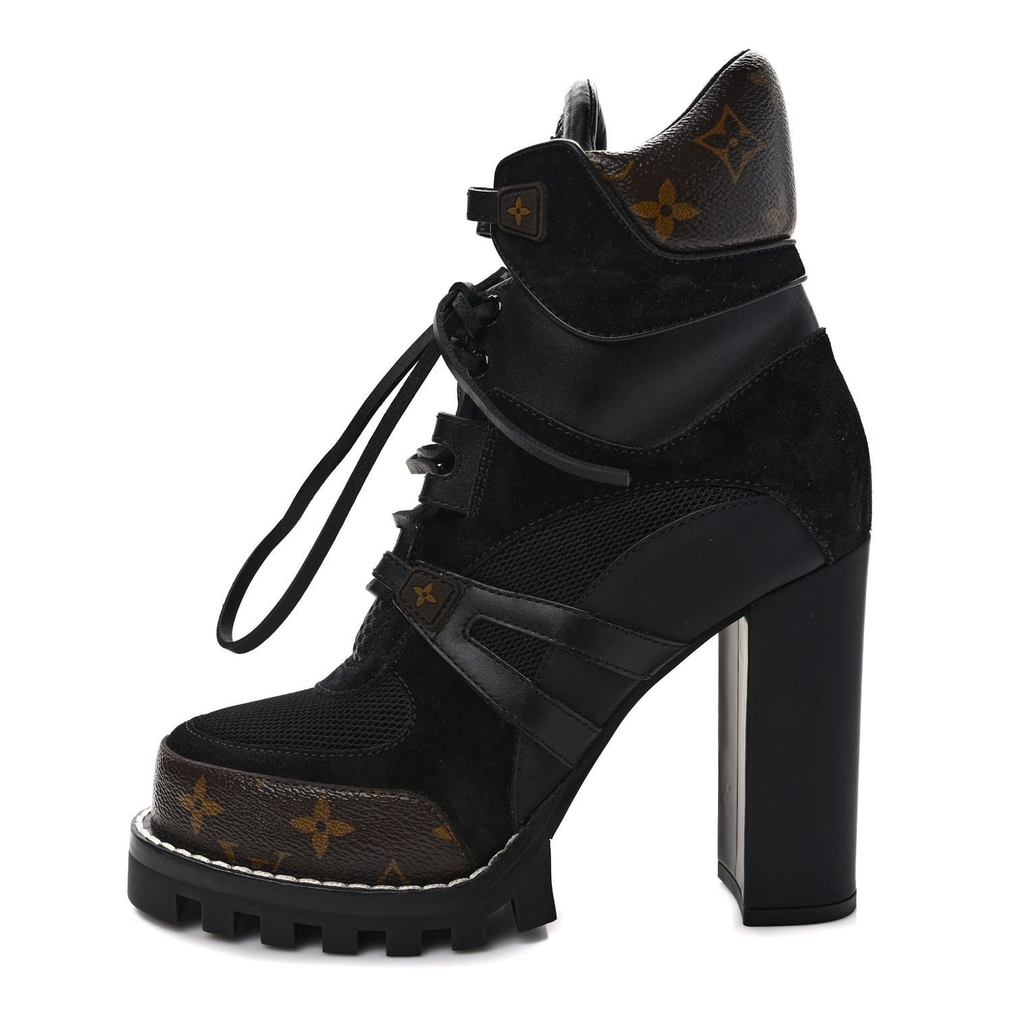 Suede Calfskin Monogram Star Trail Ankle Boots 40 Black